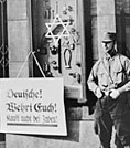 German soldier outside a synagogue