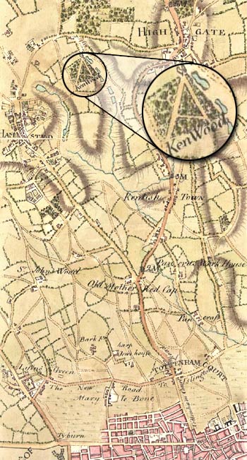 London to Luton Hoo 1767 - detail