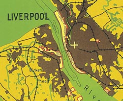 Luftwaffe Bombing Map, Liverpool - detail