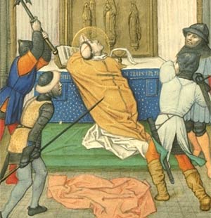 Thomas Becket murdered in the cathedral